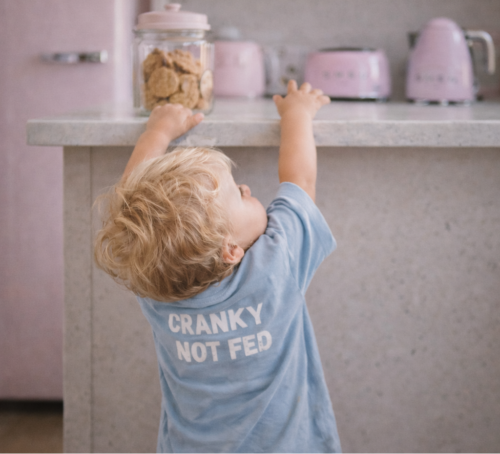 Back Cranky If Not Fed Tee Blue