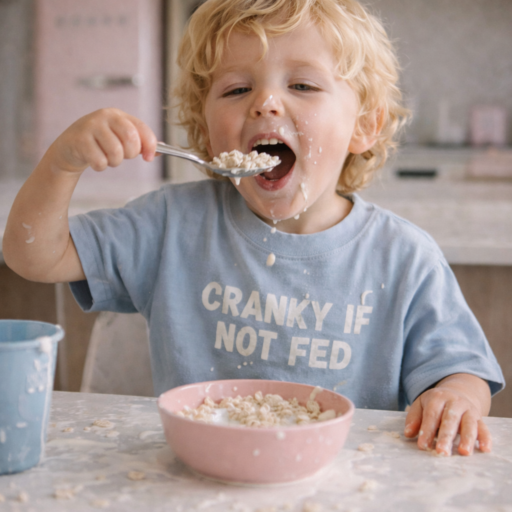 Cranky If Not Fed Tee Blue