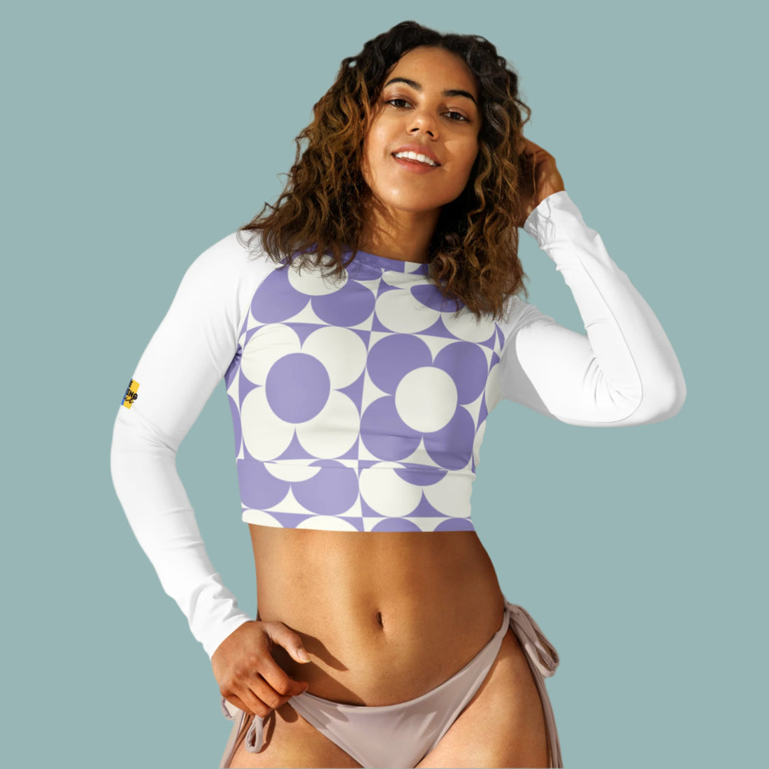 Recycled long-sleeve crop top